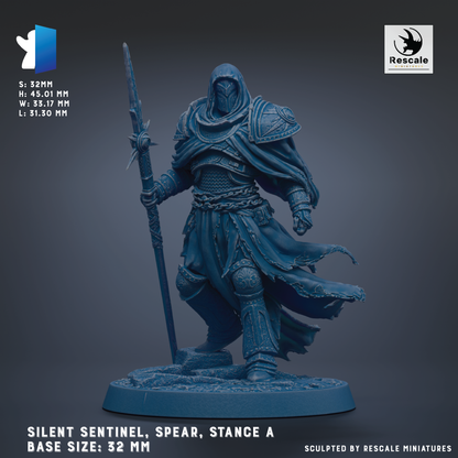 A 3D model of a knight in armor, holding a spear and standing in a stance, with a detailed and intricate design.