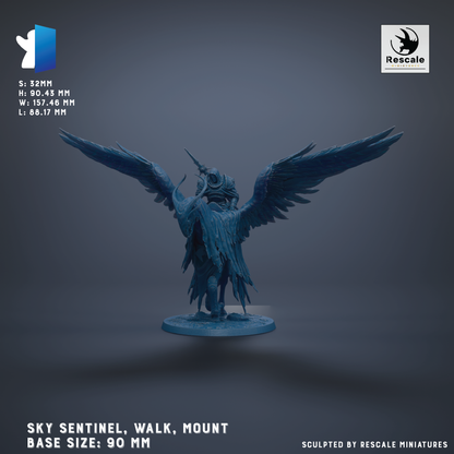 a blue statue of a winged creature with a long tail, standing on a base and appearing to be a miniature model.