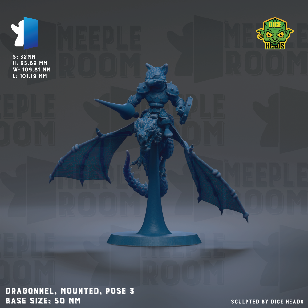 The image is a 3D model of a dragon-like creature, mounted on a stand and posed in a dynamic stance. The base size of the dragon is 50 millimeters. The image is a 3D rendering of a dragon, and it is mounted on a stand. The dragon is posed in a dynamic stance, with wings spread wide. The image is a 3D model of a dragon-like creature, mounted on a stand, and it is positioned in a dynamic pose. The base size of the dragon is 50 millimeters.