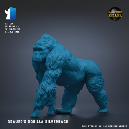 a large, blue gorilla statue.