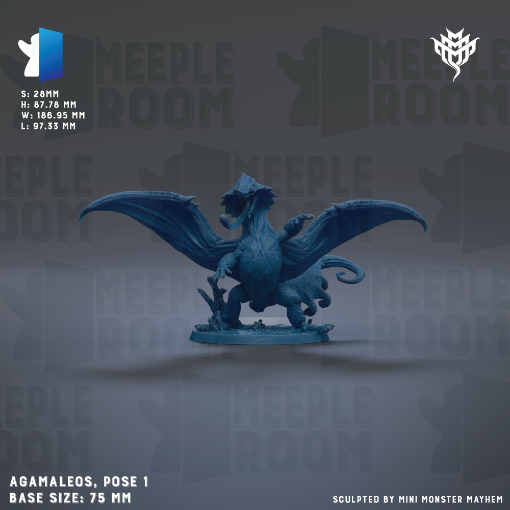 a blue figurine of a winged creature, possibly a dragon or mythical creature, with wings spread wide. The figurine is positioned on a base and appears to be a small, detailed model. The background of the image is a dark gray color, which contrasts with the blue of the figurine and makes it stand out. The image does not contain any text or additional objects, and the figurine is the main focus.
