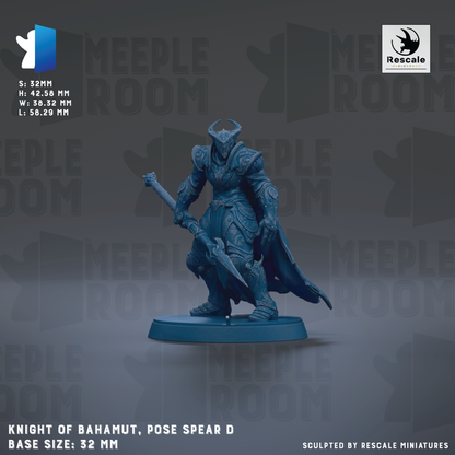a knight of Bahamut, pose spear D, with a base size of 32mm.