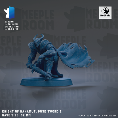 a knight of Bahamut, a pose sword e, with a base size of 32mm.