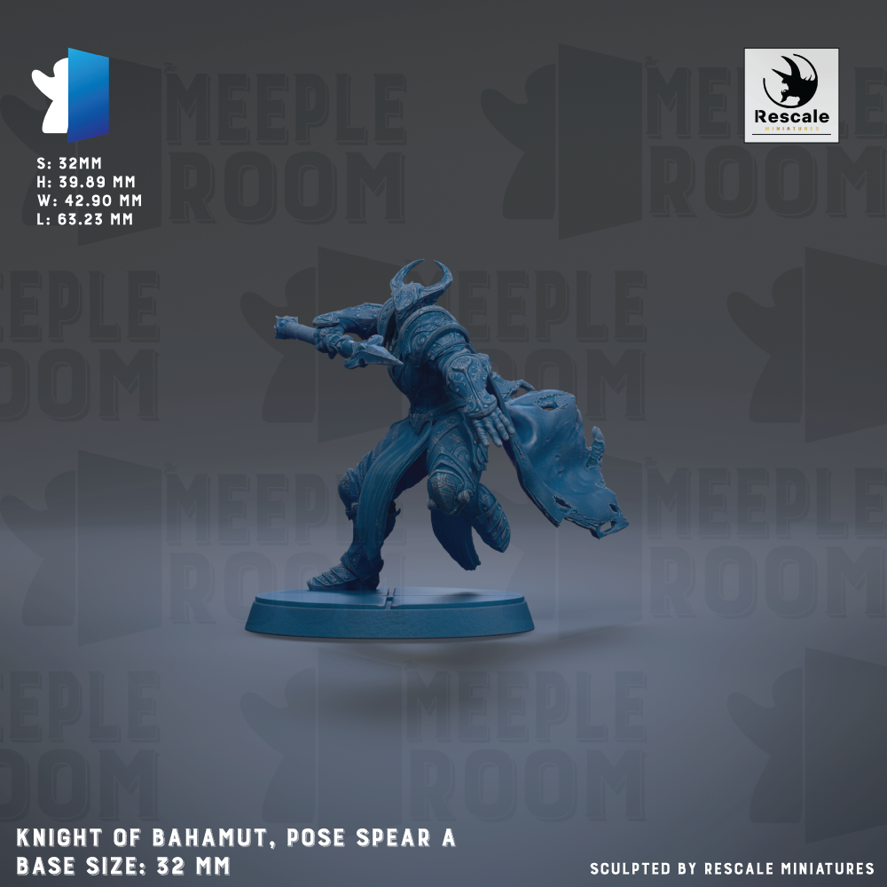 a knight of Bahamut, a pose spear, with a base size of 22mm.