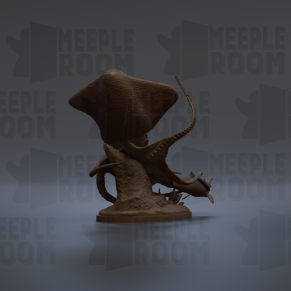 a 3D model of a sea creature, possibly a sea dragon or octopus, displayed on a base.