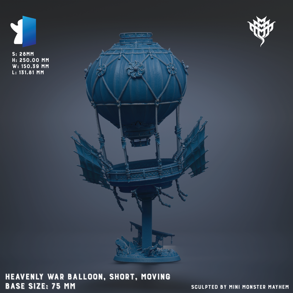 A blue, spherical, air balloon-like object with intricate designs and decorations, resembling a miniature model or sculpture.