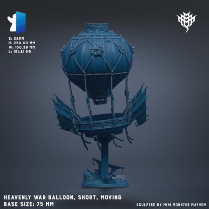 A blue, spherical, air balloon-like object with intricate designs and decorations, resembling a miniature model or sculpture.