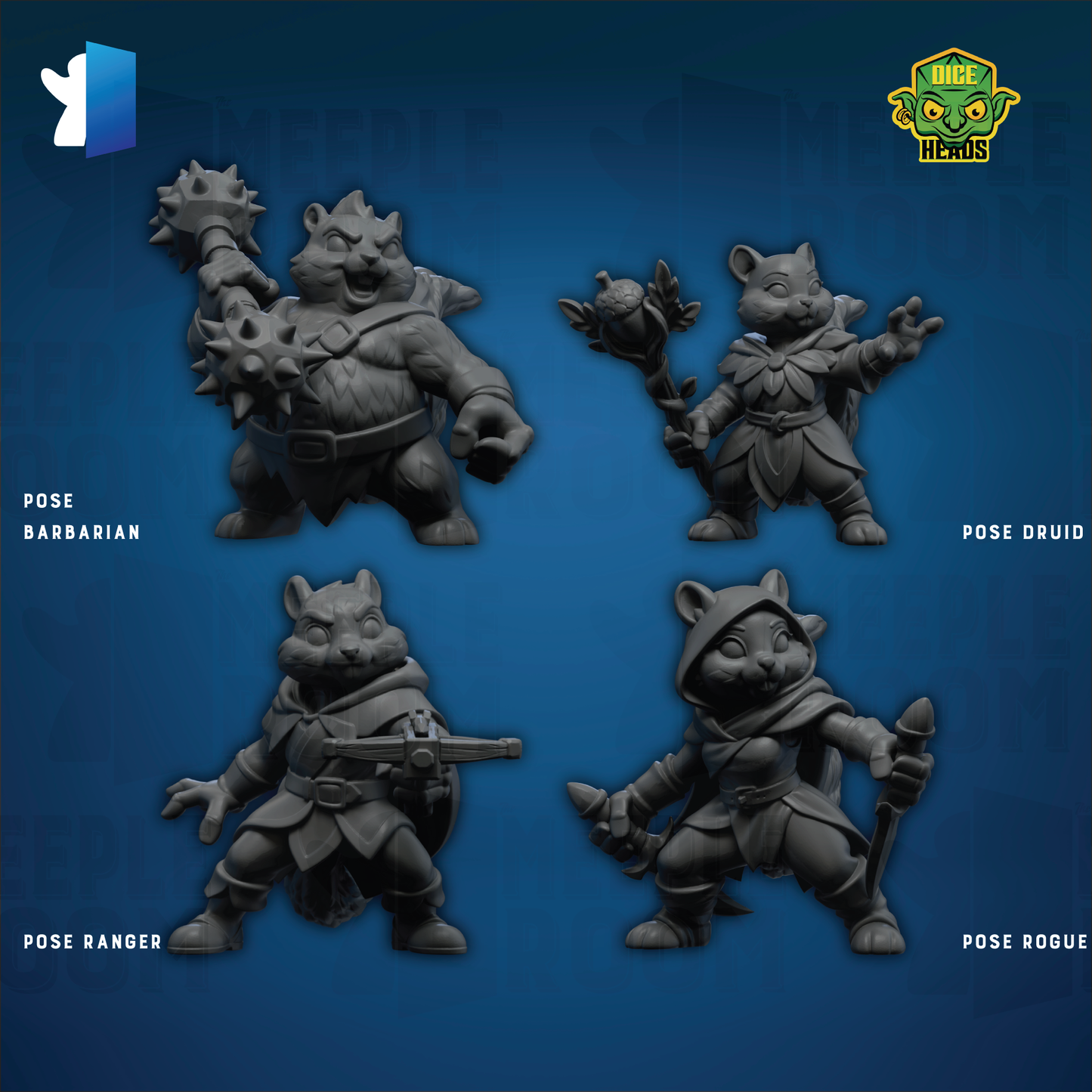 Squirrel Guild by Dice Heads | Miniature | TTRPG | Unpainted | Print on Demand