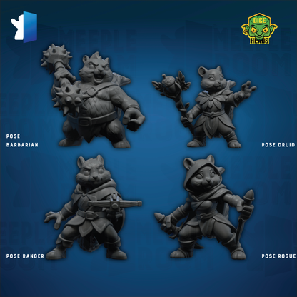 Squirrel Guild by Dice Heads | Miniature | TTRPG | Unpainted | Print on Demand