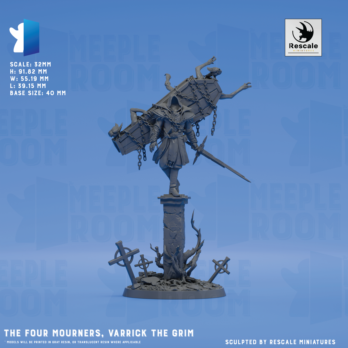 The Four Mourners by Rescale Miniatures | Miniature | TTRPG | Unpainted | Print on Demand