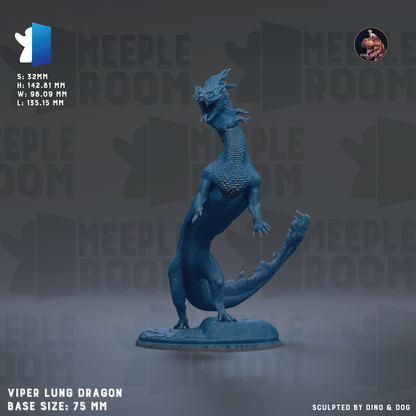a blue dragon figurine, specifically a viper lung dragon, with a base size of 7.5 mm.