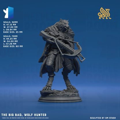The Big Bad, Wolf Hunter by DM Stash | Miniature | TTRPG | Unpainted | Print on Demand