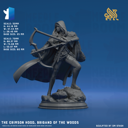 The Crimson Hood, Brigand of the Woods by DM Stash | Miniature | TTRPG | Unpainted | Print on Demand