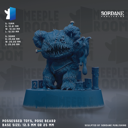The image is a 3D rendering of a large, detailed blue bear figurine. The bear is posed on a blue base and appears to be made of a material that resembles plastic or foam. The bear is the main focus of the image, and there are no other objects or text present. The image does not contain any descriptive text or additional objects.