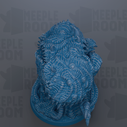 a large, intricate blue sculpture with a complex, textured design.