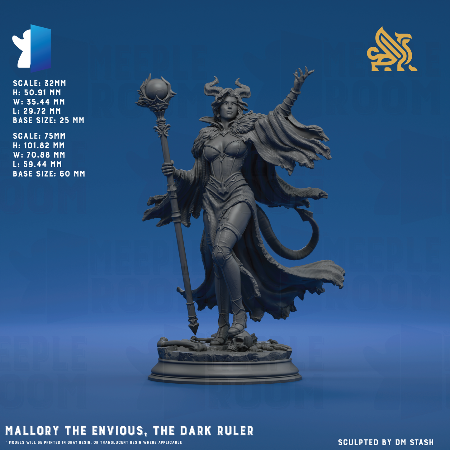 Mallory the Envious, the Dark Ruler by DM Stash | Miniature | TTRPG | Unpainted | Print on Demand