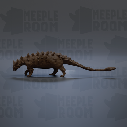 A 3D model of a dinosaur, specifically an Ankylosaurus, is shown in the image.