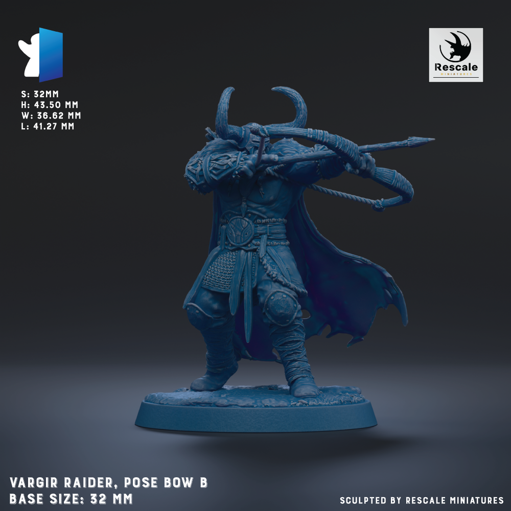 A 3.2mm model of a Vargir RAIDER, a pose bow B, with a base size of 3.2mm.