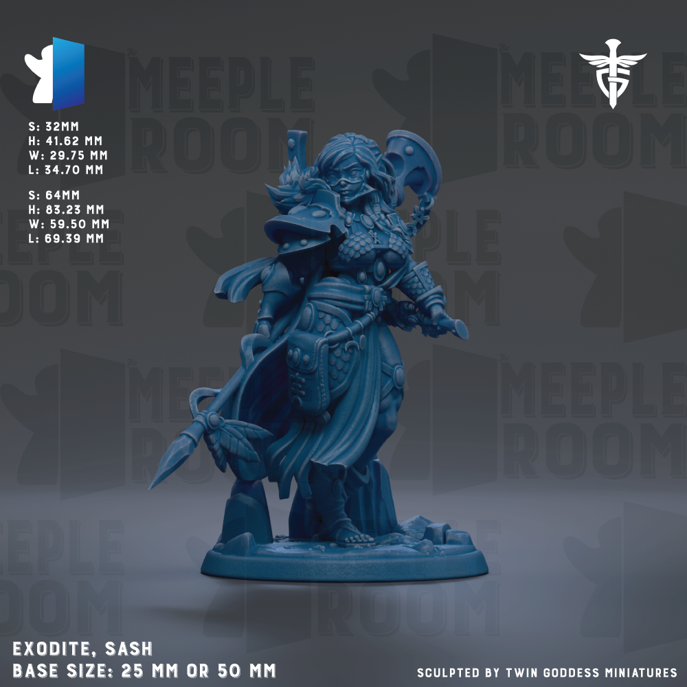 a blue statue of a man with a sword