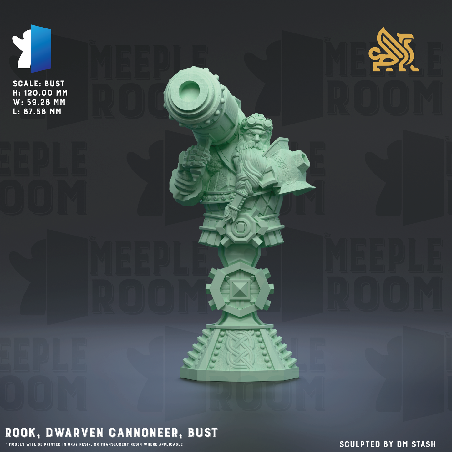 Rook, Dwarven Cannoneer, Bust by DM Stash | Miniature | TTRPG | Unpainted | Print on Demand