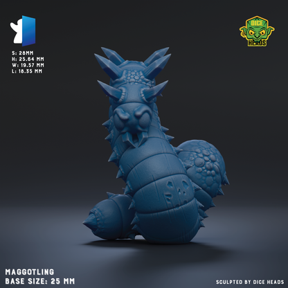A 3D rendering of a blue, spiky creature resembling a slug or slug-like creature, with a textured body and sharp spikes.