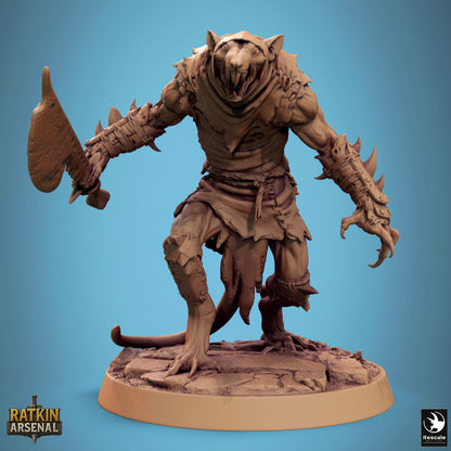 A 3D model of a fierce-looking monster with sharp teeth and claws, holding a weapon in its hand.