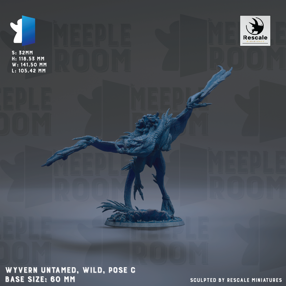 a detailed figurine of a wild, untamed creature with wings, standing on a base and posed in a dynamic, winged stance.