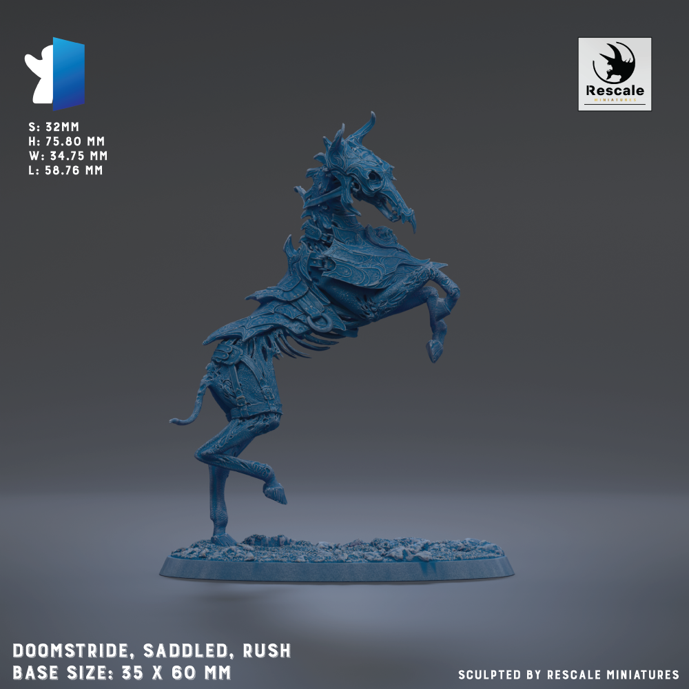 a blue, 3D-rendered model of a fantastical creature resembling a horse or a dragon, with intricate details and a dynamic pose.