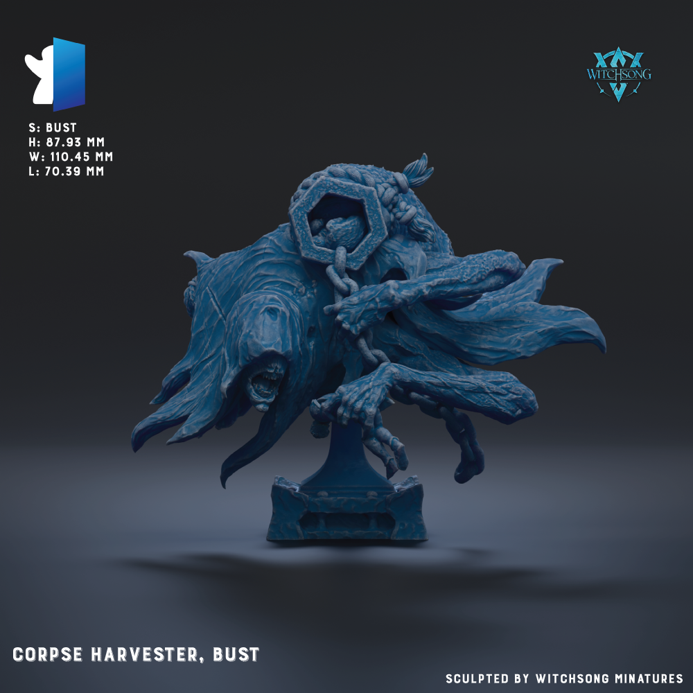 a blue statue of a creature with a large head