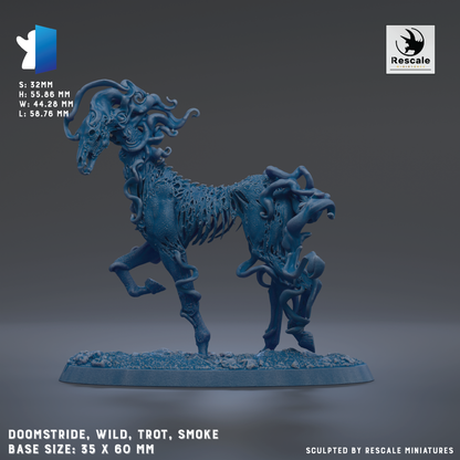 a blue, fantastical creature resembling a dragon or serpent, with intricate, organic patterns and textures. The creature is shown in a dynamic pose, standing on a base that is described as a size of 35 x 60 mm. The image is a sculpture, and it is described as being "sculpted by Rescue miniatures".