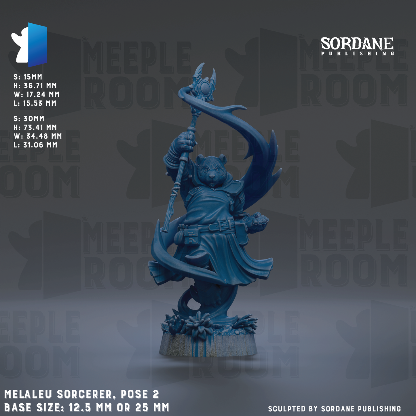 a blue statue of a woman holding a staff