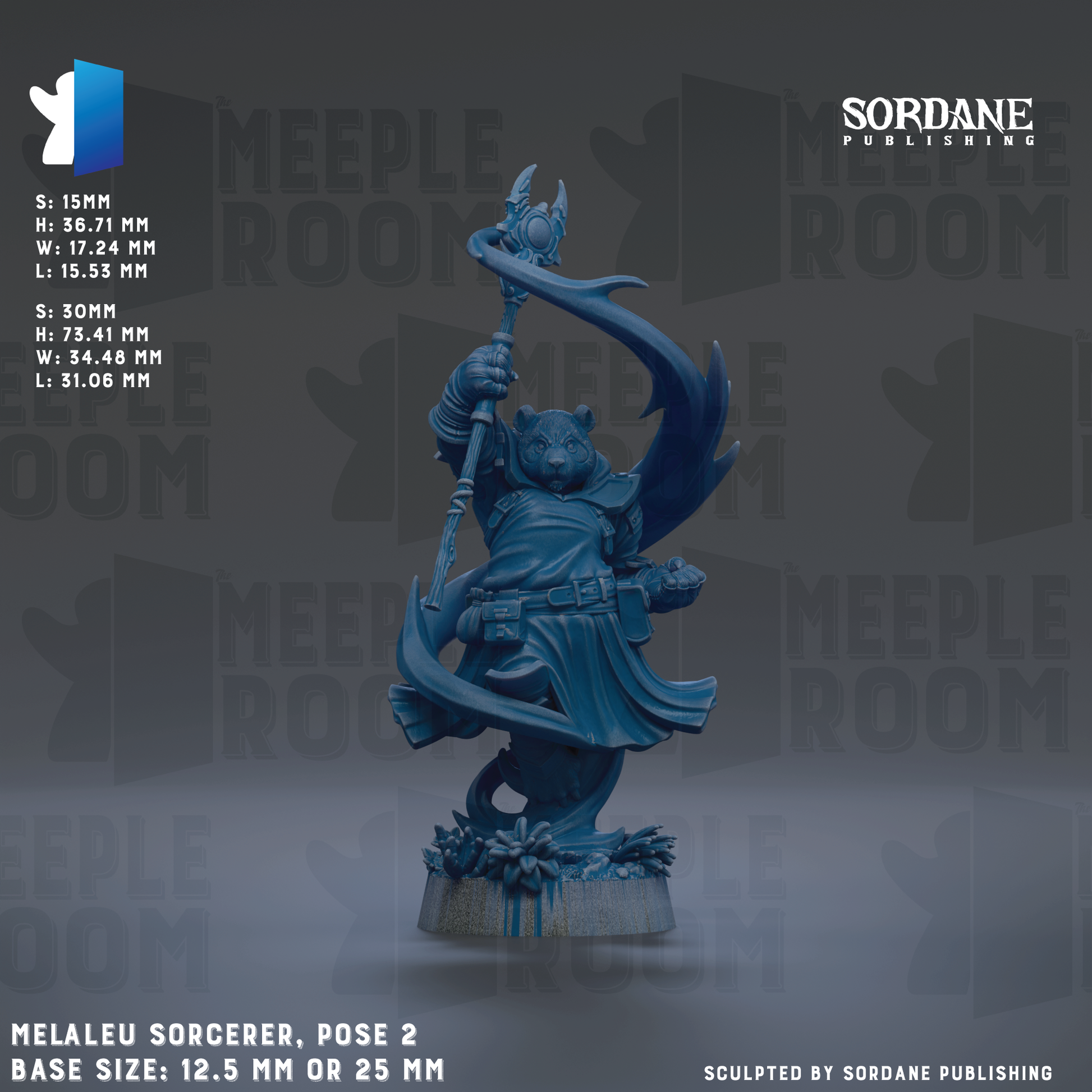 a blue statue of a woman holding a staff