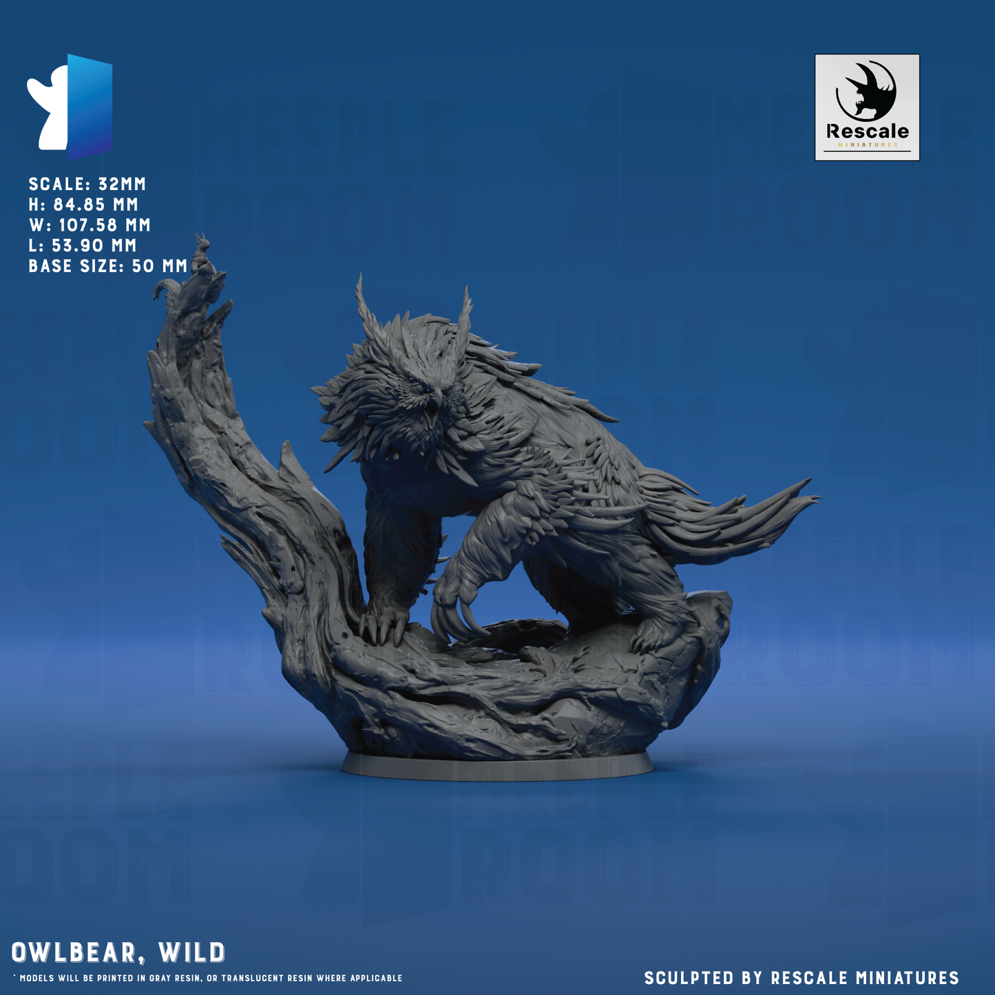 Owlbear by Rescale Miniatures | Miniature | TTRPG | Unpainted | Print on Demand