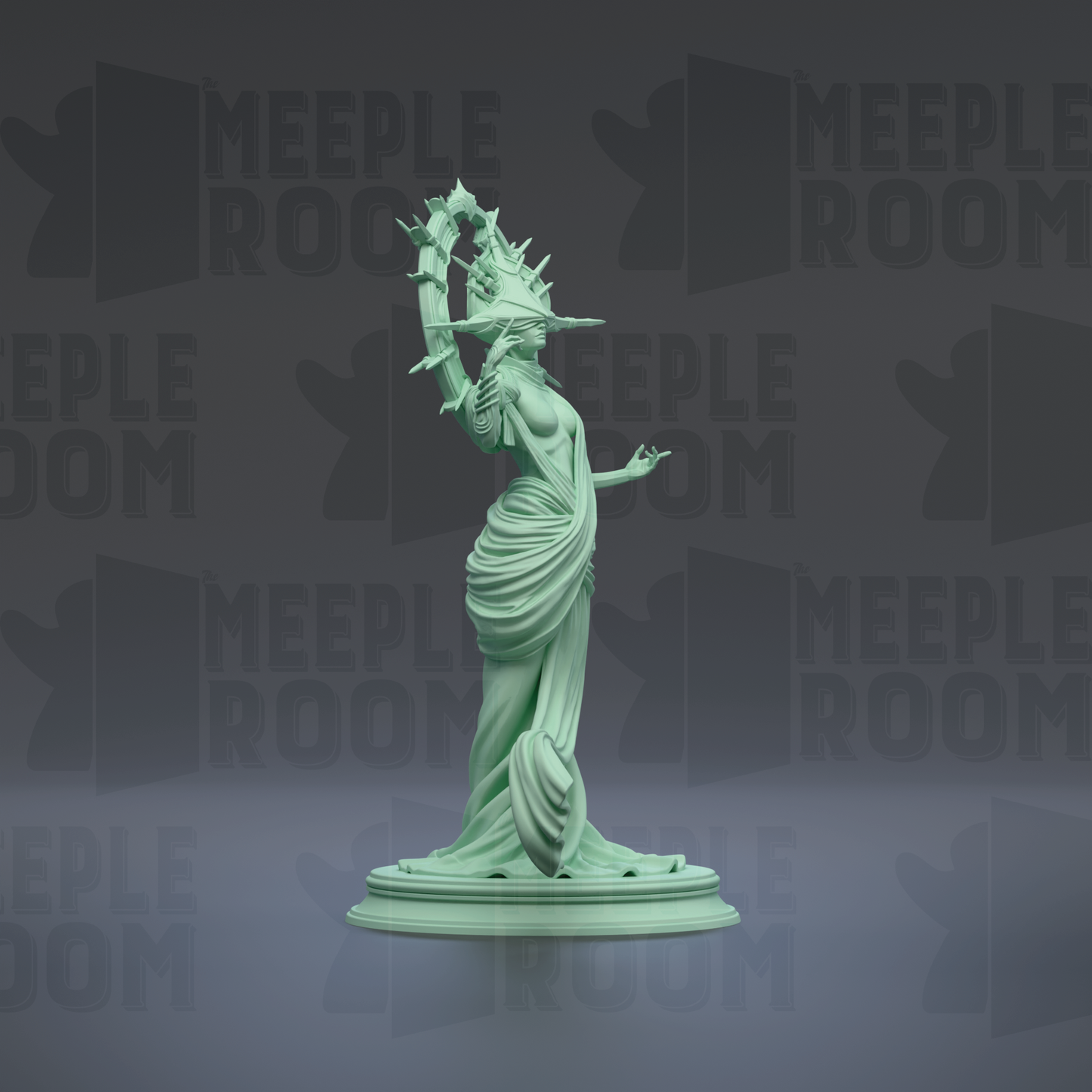 A statue of a woman with a crown and holding a shield, standing on a pedestal.