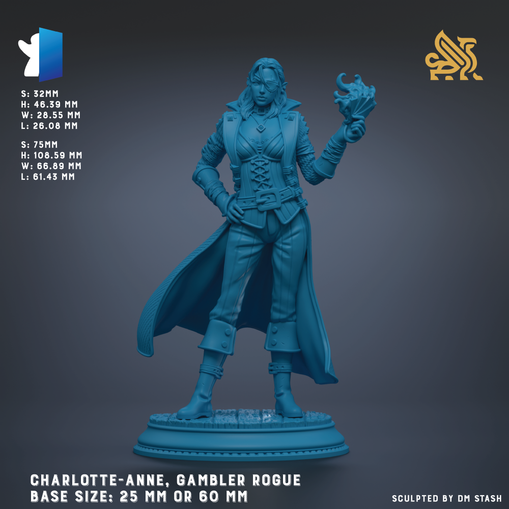 A figurine of a woman in a blue outfit, holding a flame, is depicted in the image.