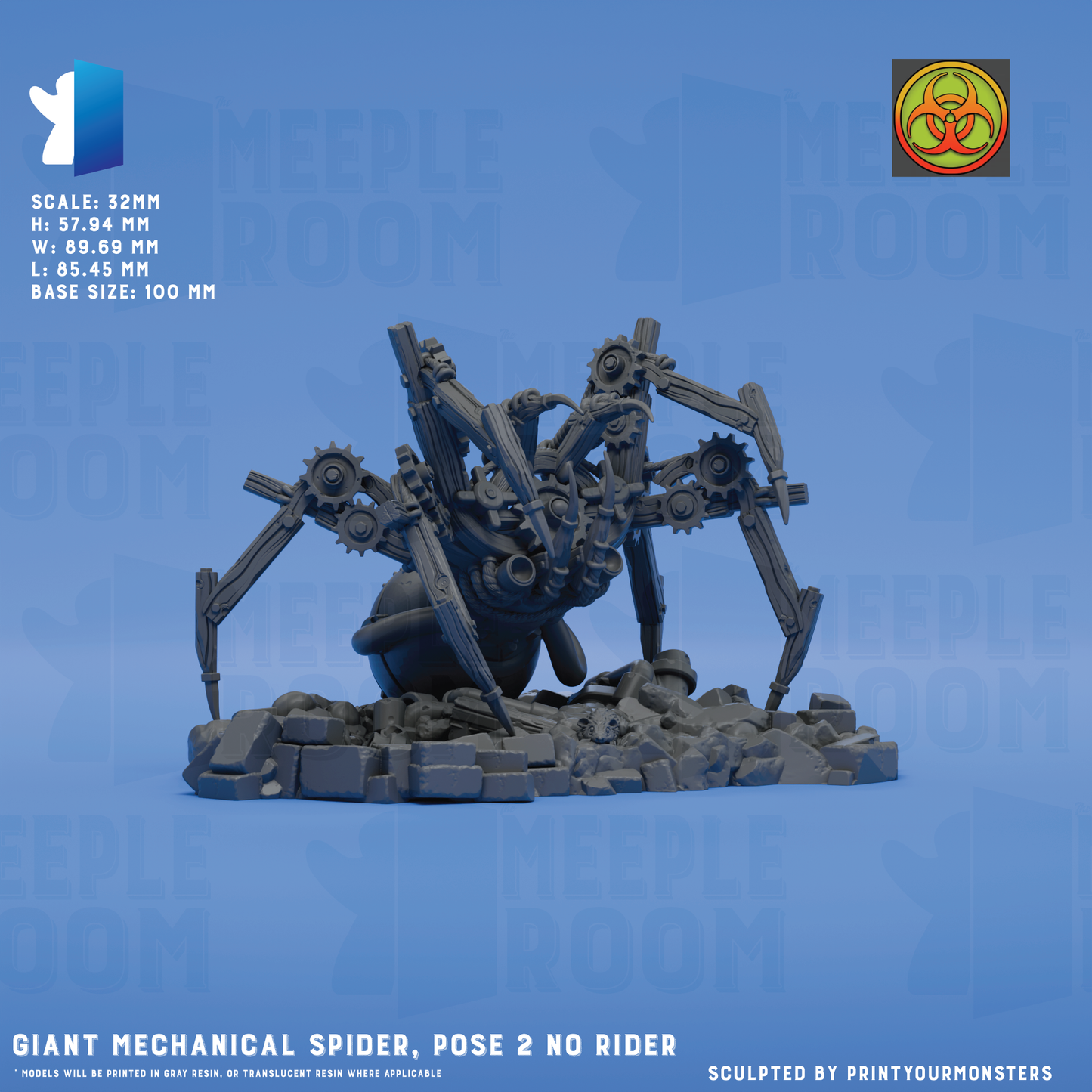 Giant Mechanical Spider by PrintYourMonsters | Miniature | TTRPG | Unpainted | Print on Demand