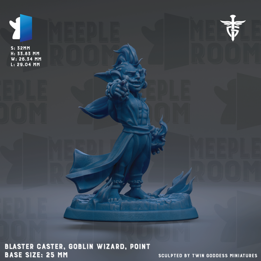 a blue figurine of a character, likely a wizard or magical being, with a pointed hat and a flowing cape. The figurine is standing on a base and appears to be a point-like object. The background of the image is dark, which contrasts with the blue color of the figurine. The image does not contain any text, and there are no other objects or elements present.