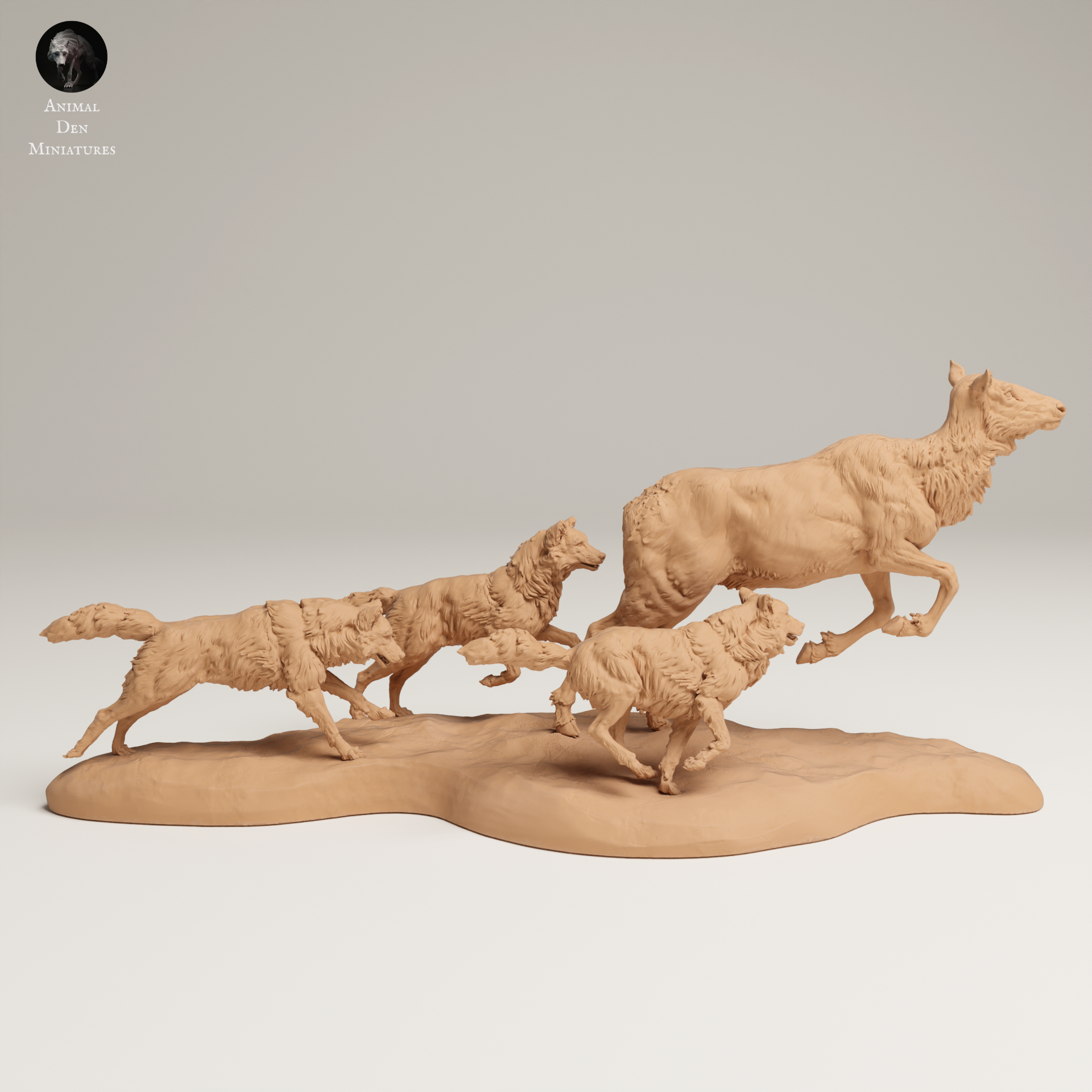 a sculpture of a herd of sheep running across a field