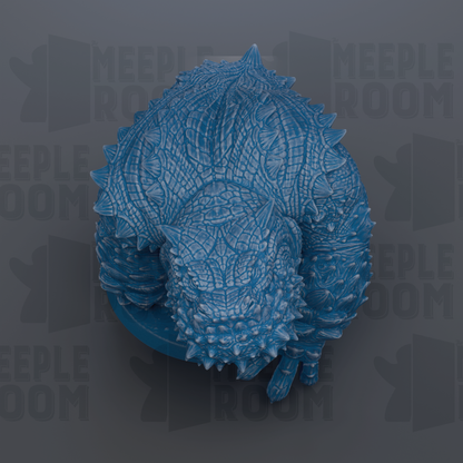 A detailed 3D rendering of a blue, spiky creature resembling a mythical or fantastical creature, possibly a dragon or serpent.