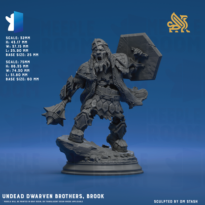 Undead Dwarven Brothers by DM Stash | Miniature | TTRPG | Unpainted | Print on Demand