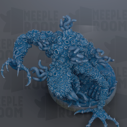 a large, intricate blue creature with numerous tentacles and a complex, organic structure.