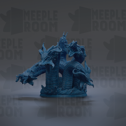 A 3D rendering of a blue, fantastical creature resembling a dragon or serpent, with intricate details and a textured appearance.