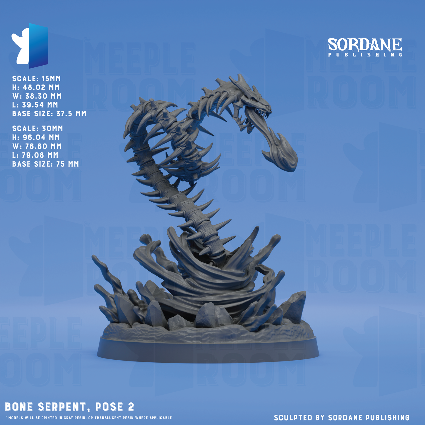 Bone Serpent by Sordane Publishing | Miniature | TTRPG | Unpainted | Print on Demand