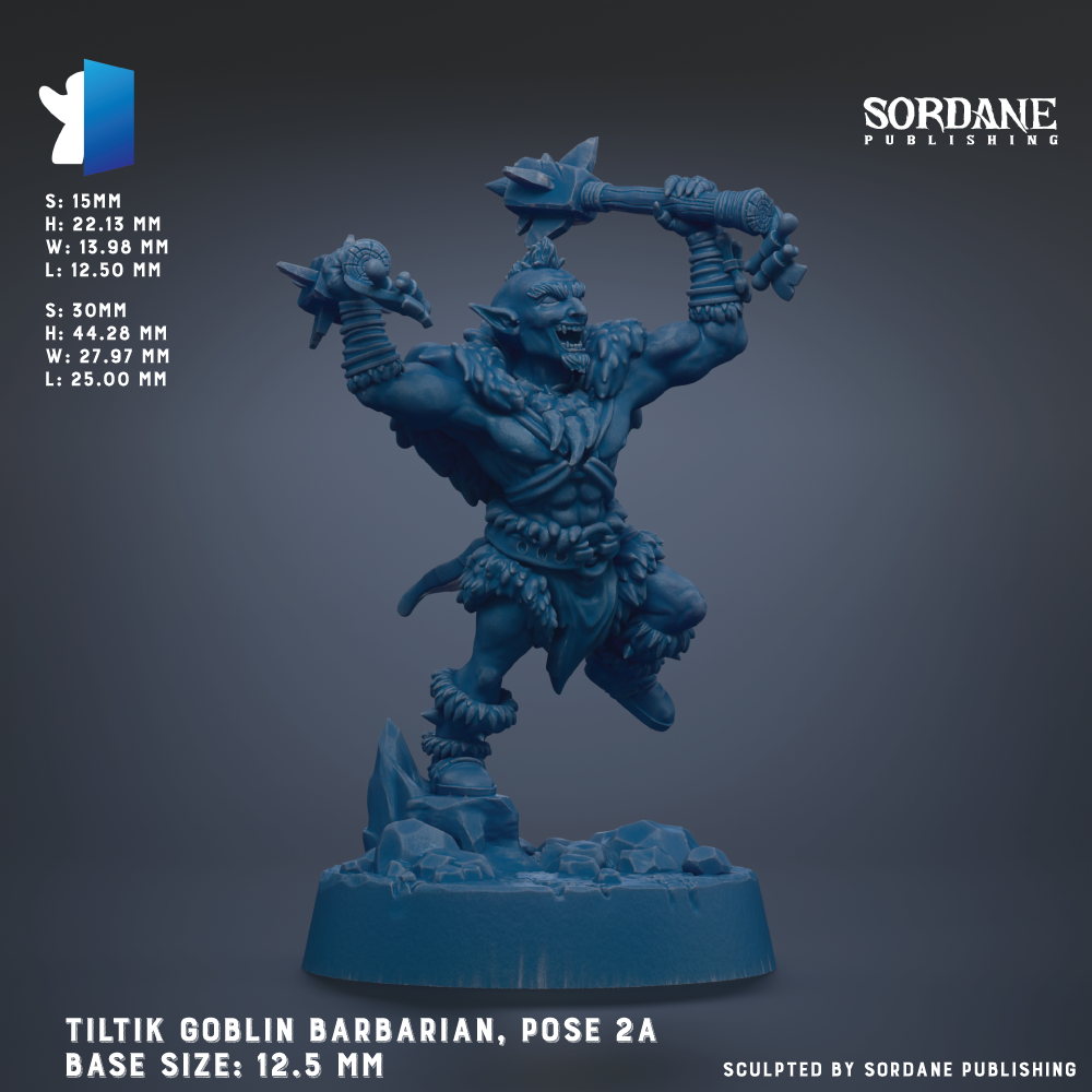 The image is a 3D rendering of a blue, fantastical creature resembling a troll or barbarian, holding a large weapon and standing on a rocky base. The creature is the main focus of the image, and the background is dark, providing a stark contrast that highlights the figure. The image does not contain any text or additional objects, and the creature is the sole focus of the image.