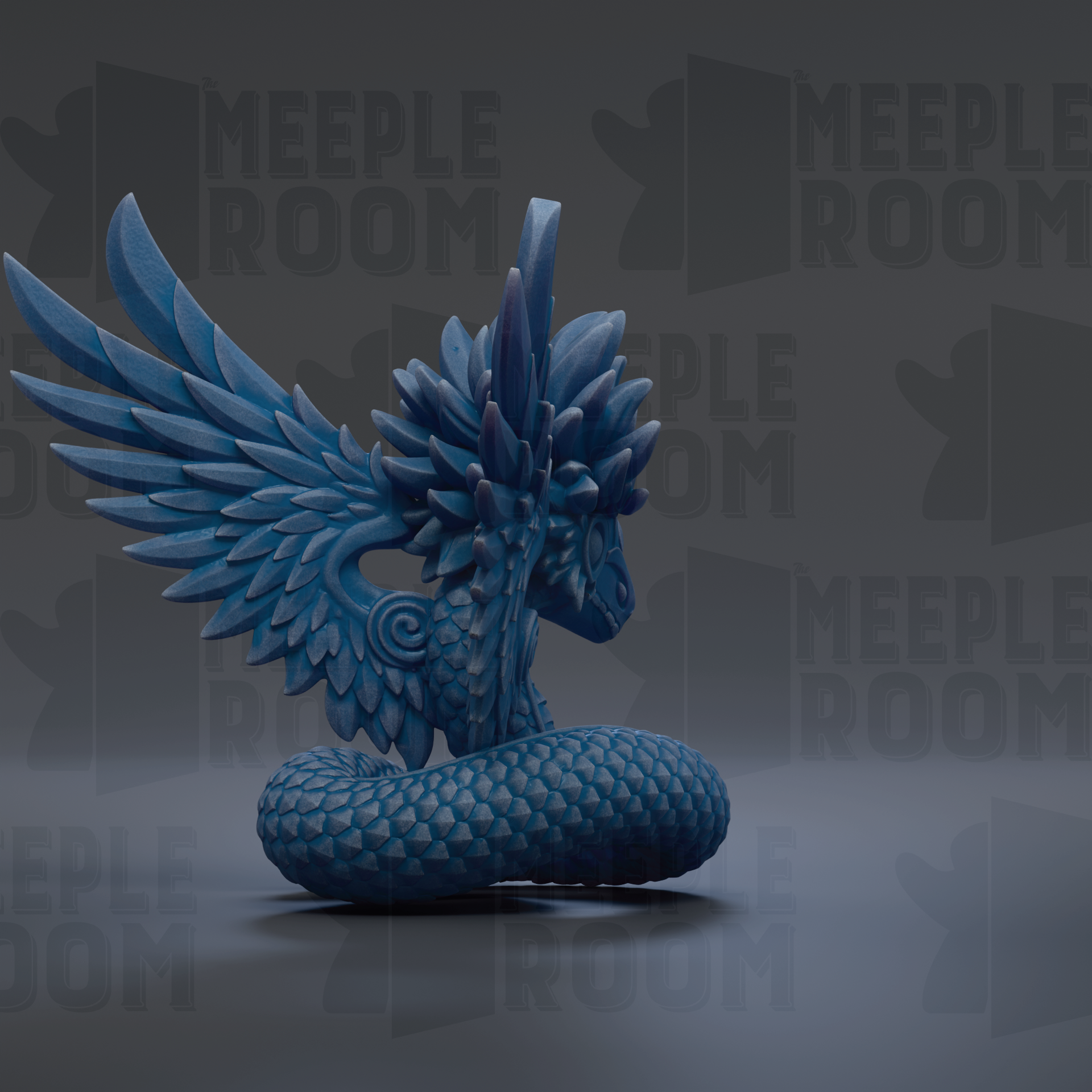 A blue dragon-like creature with wings and scales is depicted in the image.