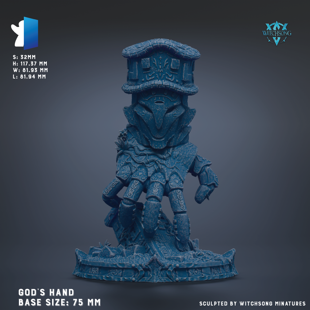 A 3D model of a blue, armored figure with a pointed hat, standing on a base. The figure appears to be a character from a video game or other digital media.