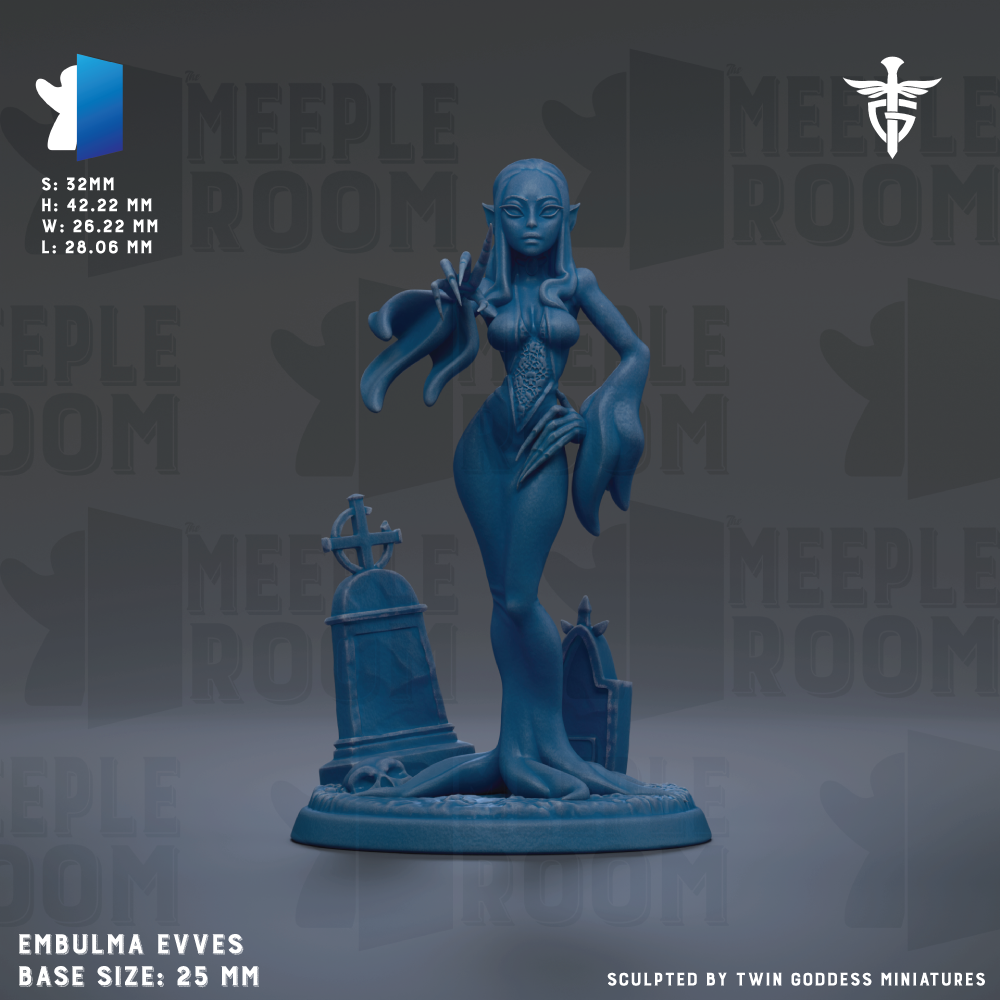 a figurine of a woman, possibly an elf or a deity, standing on a pedestal. The figurine is blue in color and appears to be made of a material that resembles stone or metal. The background of the image is dark, which contrasts with the figurine and makes it stand out. The image does not contain any text or other objects, and the figurine is the main focus of the image.