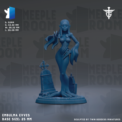 a figurine of a woman, possibly an elf or a deity, standing on a pedestal. The figurine is blue in color and appears to be made of a material that resembles stone or metal. The background of the image is dark, which contrasts with the figurine and makes it stand out. The image does not contain any text or other objects, and the figurine is the main focus of the image.