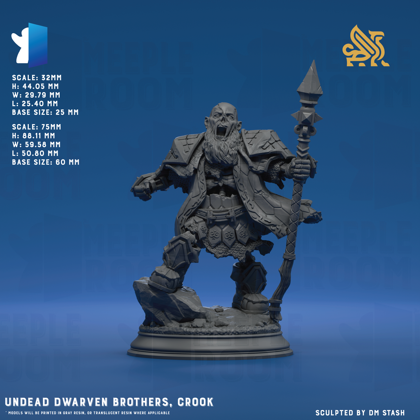 Undead Dwarven Brothers by DM Stash | Miniature | TTRPG | Unpainted | Print on Demand