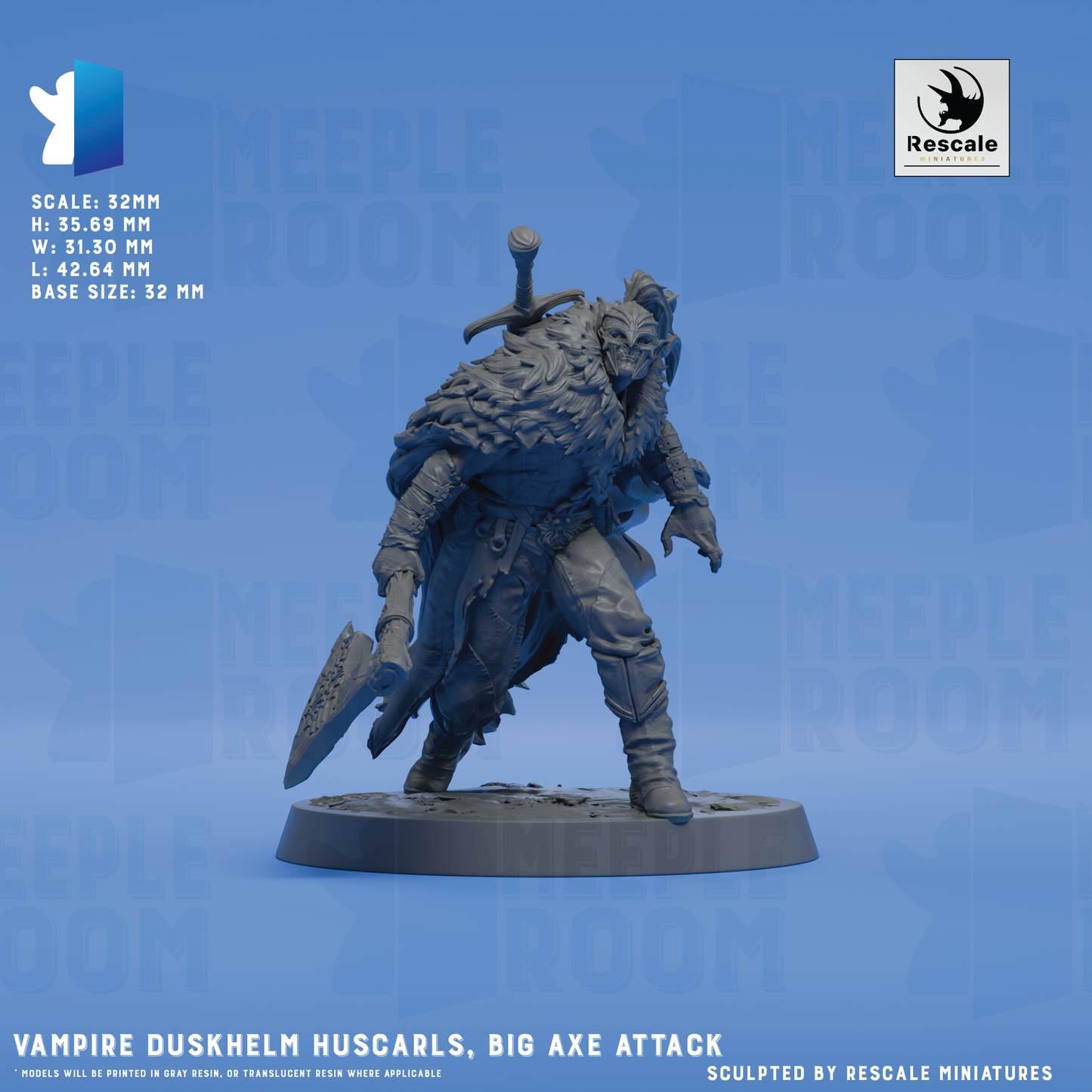 Vampire Duskhelm Huscarls by Rescale Miniatures | Miniature | TTRPG | Unpainted | Print on Demand